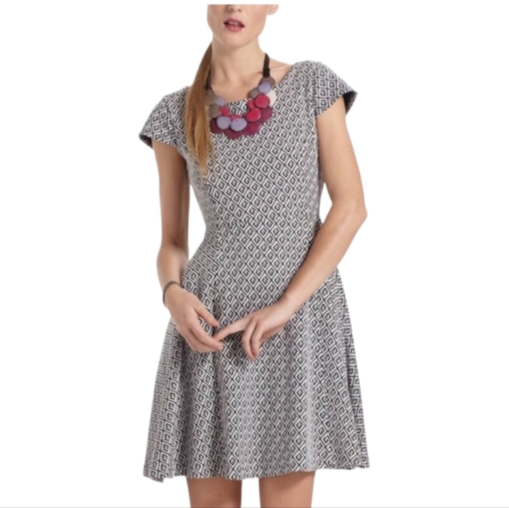 Maeve Anthropologie Woven Black / Cream Aztec Print Dress Size Large